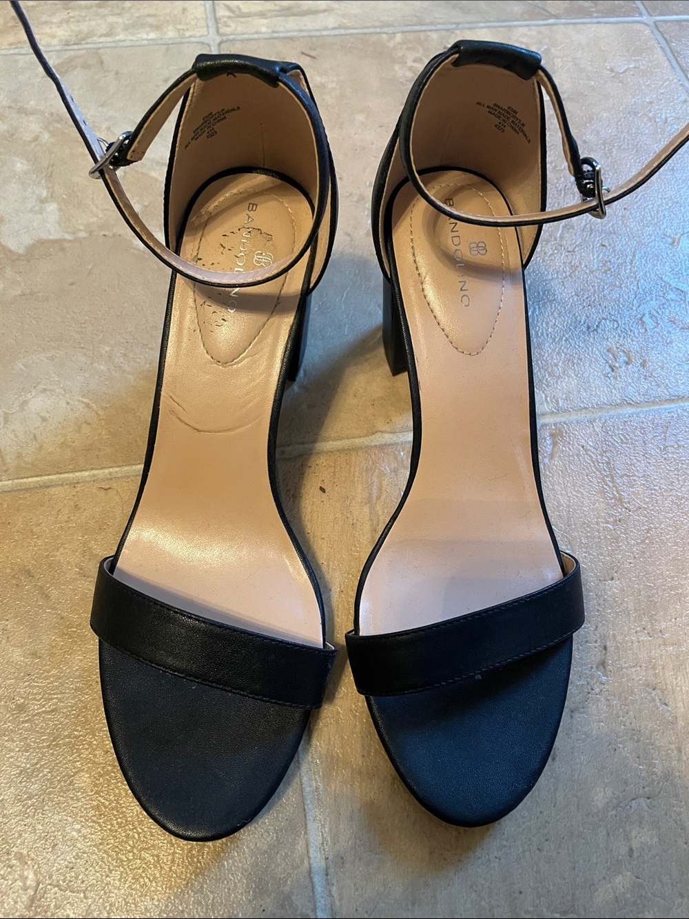 Bandolino Black Open-Toe Ankle-Strap Block Heels